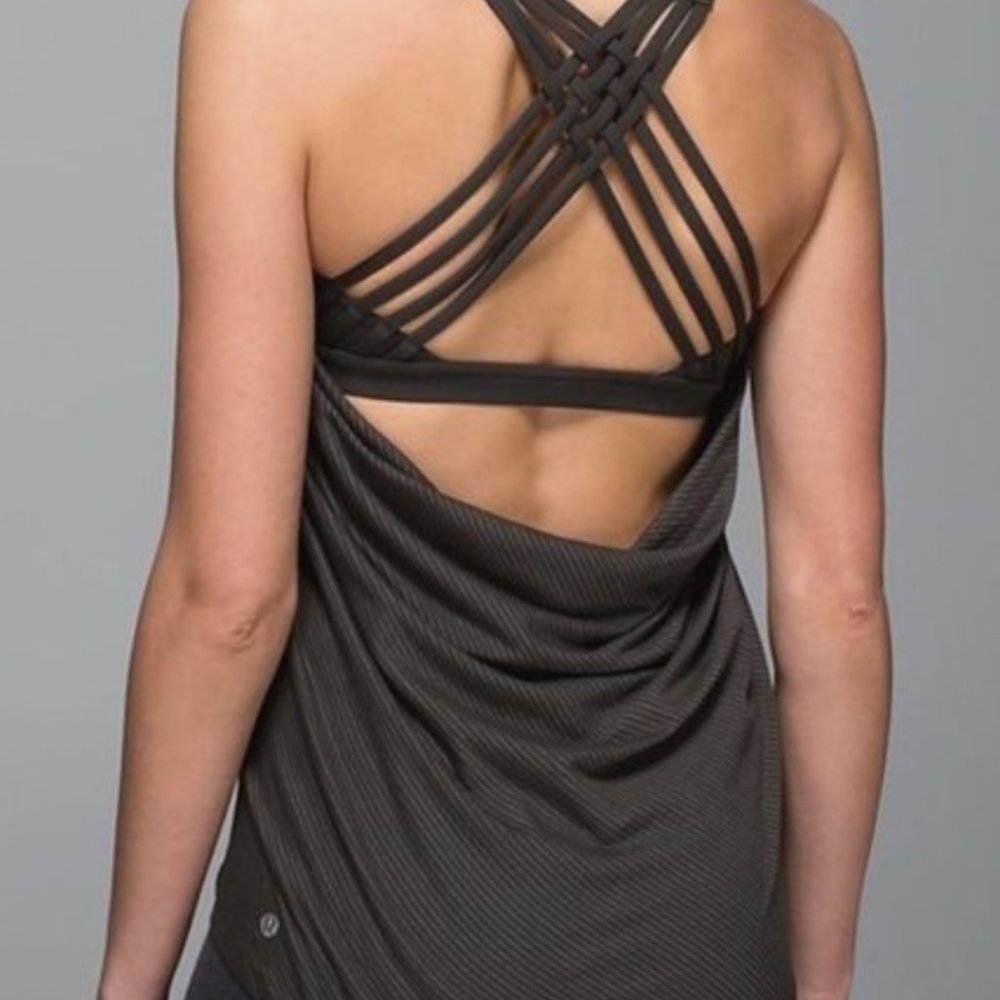 LULULEMON Black & Gray Wild Tank with Built In Activewear Sports Bra